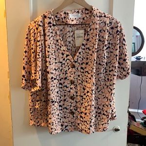Pink Leopard Cropped Blouse